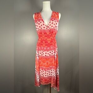 Chaps Orange Floral Sleeveless Dress